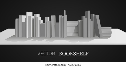 Vector illustration of a book shelf. Abstract background with books on a bookshelf.