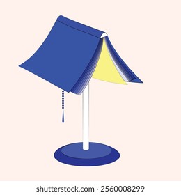 Vector illustration. Book transformed into lamp, symbolizing the illuminating power of knowledge. Books to enlighten minds and inspire understanding. Concept of knowledge, literature, education.