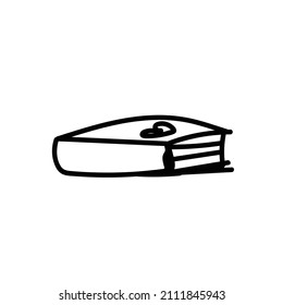 Vector illustration of a Book for Valentine's Day with a black line on an isolated background.Single,simple,festive picture in doodle style.Design for cards,stickers,posters,web,packaging.