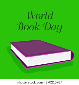 Vector illustration of a book for World Book Day in green background.