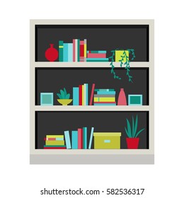 Vector illustration. Bookcase. Home library. Element for graphic design. Flat style.