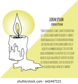 Vector illustration. Booklet with sketch candle