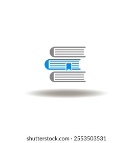 Vector illustration of books with bookmark. Symbol of education.