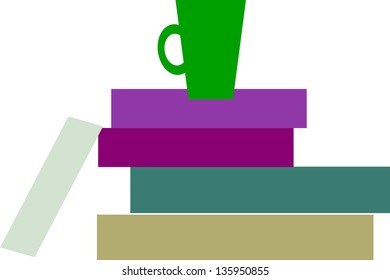 Vektorgrafik von Büchern und Kaffee