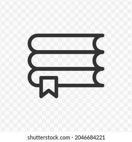 Vector illustration of books icon in dark color and transparent background(png).