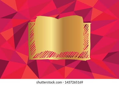 Vector Illustration of Books Icon with Red Polygon and Geometric. Graphic Design for Template, Layout, Background, Poster and More.