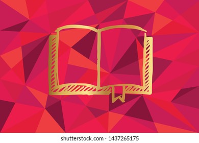 Vector Illustration of Books Icon with Red Polygon and Geometric. Graphic Design for Template, Layout, Background, Poster and More.