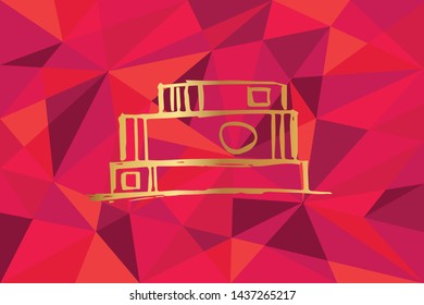 Vector Illustration of Books Icon with Red Polygon and Geometric. Graphic Design for Template, Layout, Background, Poster and More.