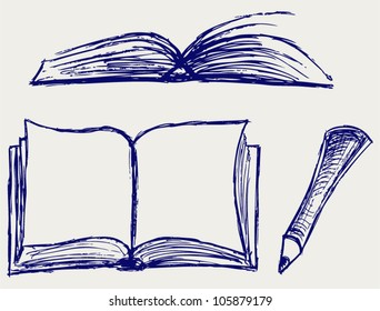 Dibujo vectorial de libros aislados en el fondo blanco