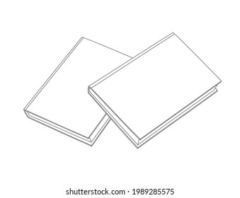 Vector illustration of books in line art. Hand-drawn set. The concept of objects for learning, reading. School tools. Suitable for book shops, a publishing houses.