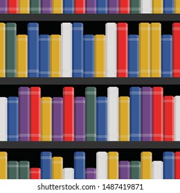 Vector illustration of books on bookshelf