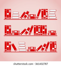 Vector illustration with books on the shelves.