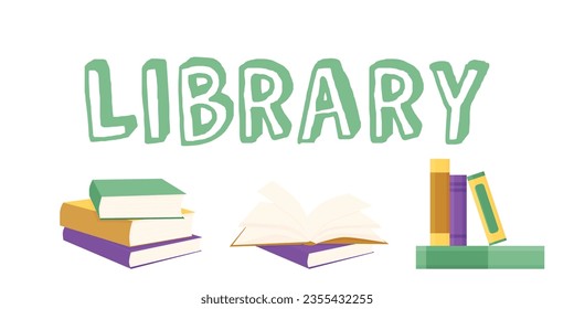 vector illustration of books for reading, a stack of textbooks for education. Color flat illustration . phrase Library