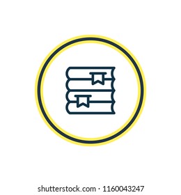 Vector illustration of bookshelf icon line. Beautiful book reading element also can be used as lecture icon element.