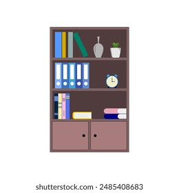 Ilustración vectorial de una estantería para un estudio o espacio de trabajo.