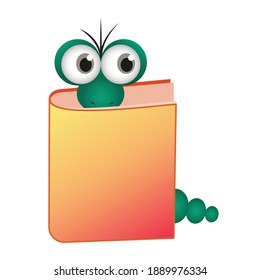 vector illustration of a bookworm. an intelligent and inquisitive worm reads a book. the caterpillar loves books and reading. love of reading.