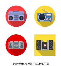 Vector illustration of boombox  and  logo. Collection of boombox  and  stock vector illustration.