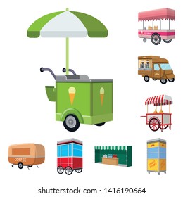 Vector illustration of booth and kiosk icon. Collection of booth and small stock symbol for web.