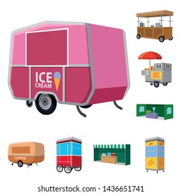 Vector illustration of booth and kiosk icon. Collection of booth and small stock vector illustration.