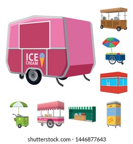 Vector illustration of booth and kiosk icon. Collection of booth and small vector icon for stock.