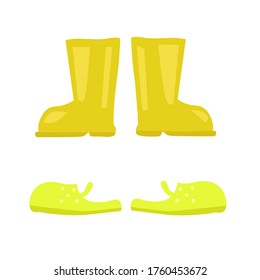 vector illustration of boots for garden worl. flat style. 