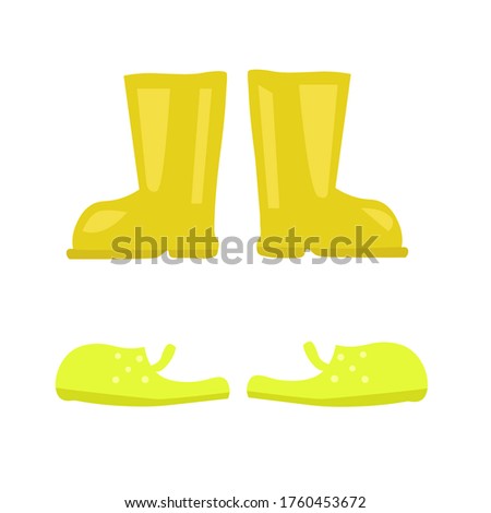 vector illustration of boots for garden worl. flat style. 