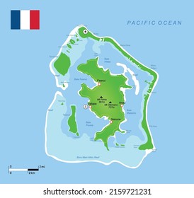 Vector Illustration Bora Bora Island Map