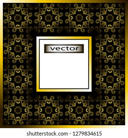 Vector illustration of the border frame black and gold for framing highlight element of traditional ornament pattern of ornate lines