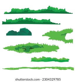 Ilustración vectorial de la hierba verde fronteriza en diseño plano