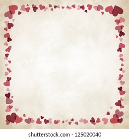 Vector illustration with a border from hearts on a vintage background