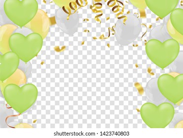 Vector illustration of the border of multicolored balloons and confetti