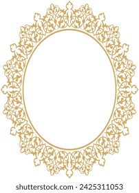 
Vector illustration for border ornament design pattern on frame, oval shaped, gold color. Great for use in frames, decorations, calligraphy, etc