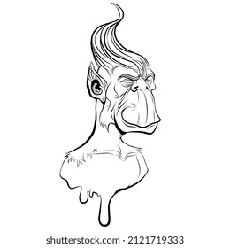 vector illustration of bored ape isolated on white background. Custom monkey vector illustration