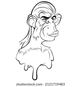 vector illustration of bored ape isolated on white background. Custom monkey vector illustration
