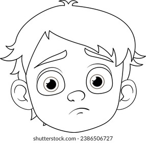 A vector illustration of a bored boy with a doodle outline