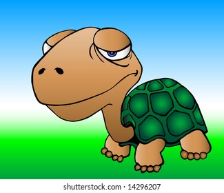 vector illustration of a bored turtle