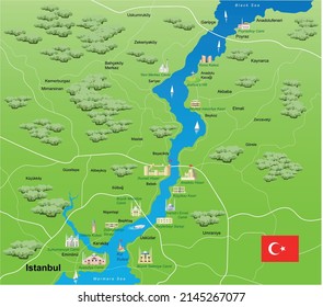 Vector illustration Bosporus area map