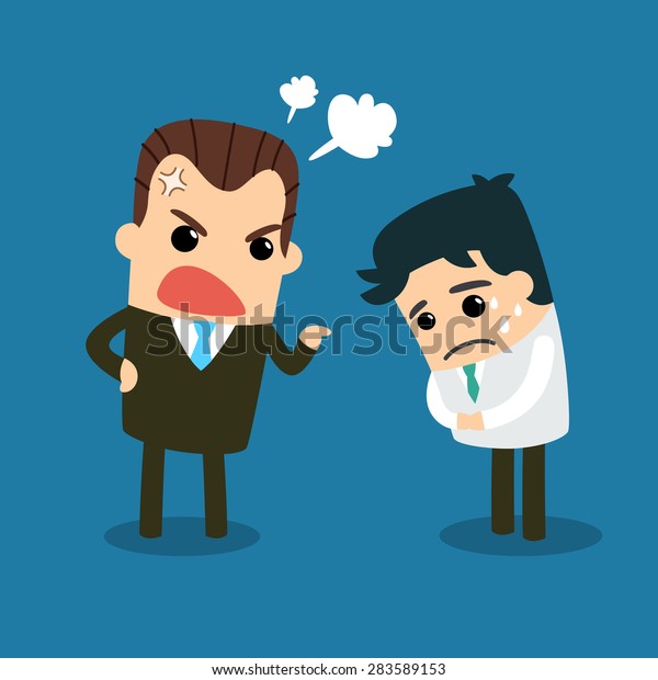 Vector Illustration Boss Angry Employee Stock Vector (Royalty Free ...