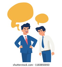 vector illustration boss angry to worker, bullying at work