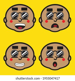 Vector illustration of boss man with funny glasses face. Best for stickers, etc.