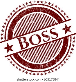 Ilustración vectorial del sello de goma del jefe con textura de grunge
