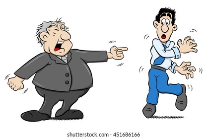 vector illustration of a boss yells at an employee