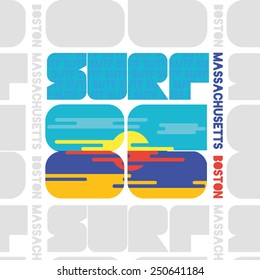 vector illustration of a Boston surfing design for t-shirts,vintage design