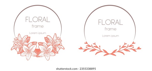 Vector illustration, botanical decor elements for logo, label, corporate identity, branding, wedding invitation, greeting card, save the date
