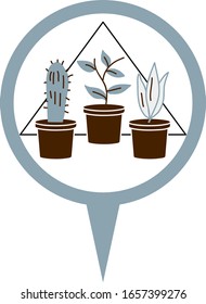 vector illustration of botanical garden  map icon symbol