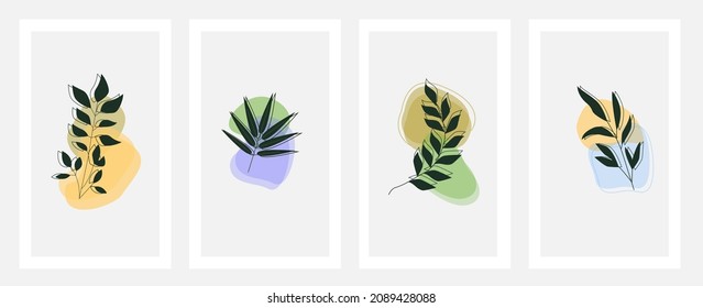 Sammlung von kreativen minimalistischen, handgezeichneten Vektorgrafiken für die Wanddekoration, Postkartenbedeckungen, Drucke, Cover, Wallpaper, minimale und natürliche Wandkunst.