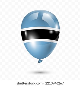 Vector illustration of Botswana country flag balloon on transparent background (PNG). Flying flag balloons for Independence Day celebrations.