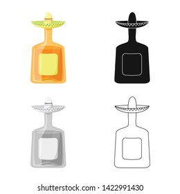 Vector illustration of bottle and alcohol logo. Set of bottle and restaurant  vector icon for stock.