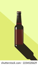 Vector illustration of a bottle of beer in a minimal style.