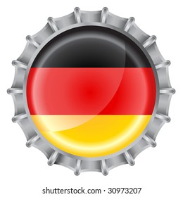 Vector illustration of bottle cap decorated with the flags of german